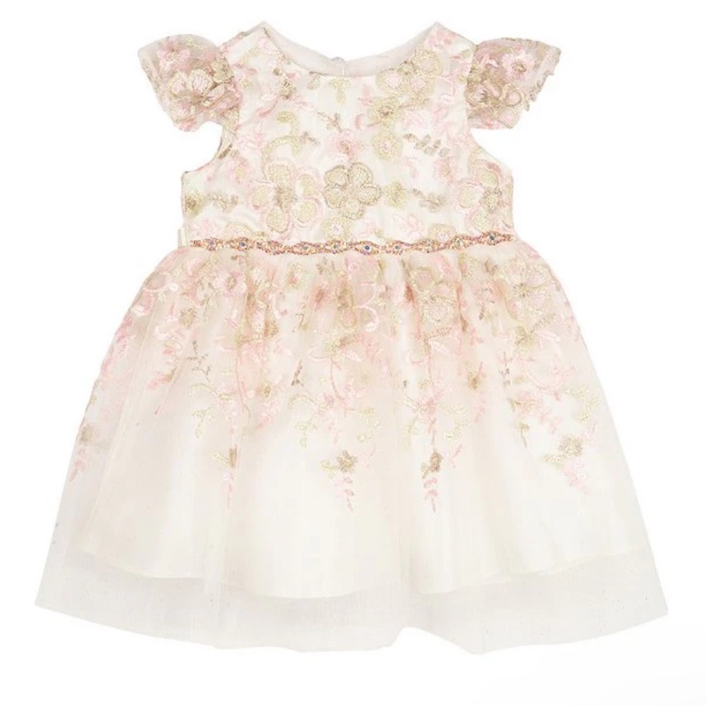 NWT Rare Editions Baby Girl Embroidered Dress with Matching Bloomers 24 Months